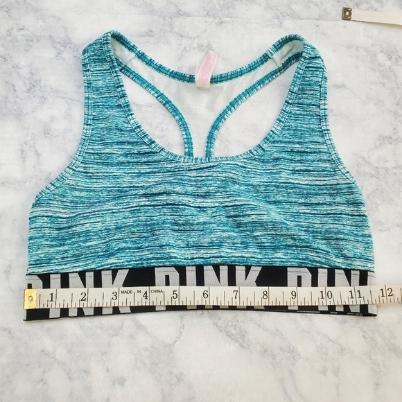 Victoria's Secret Pink Small Racerback Sports Bra Teal‎ Spacedye Light Support - Picture 3 of 6
